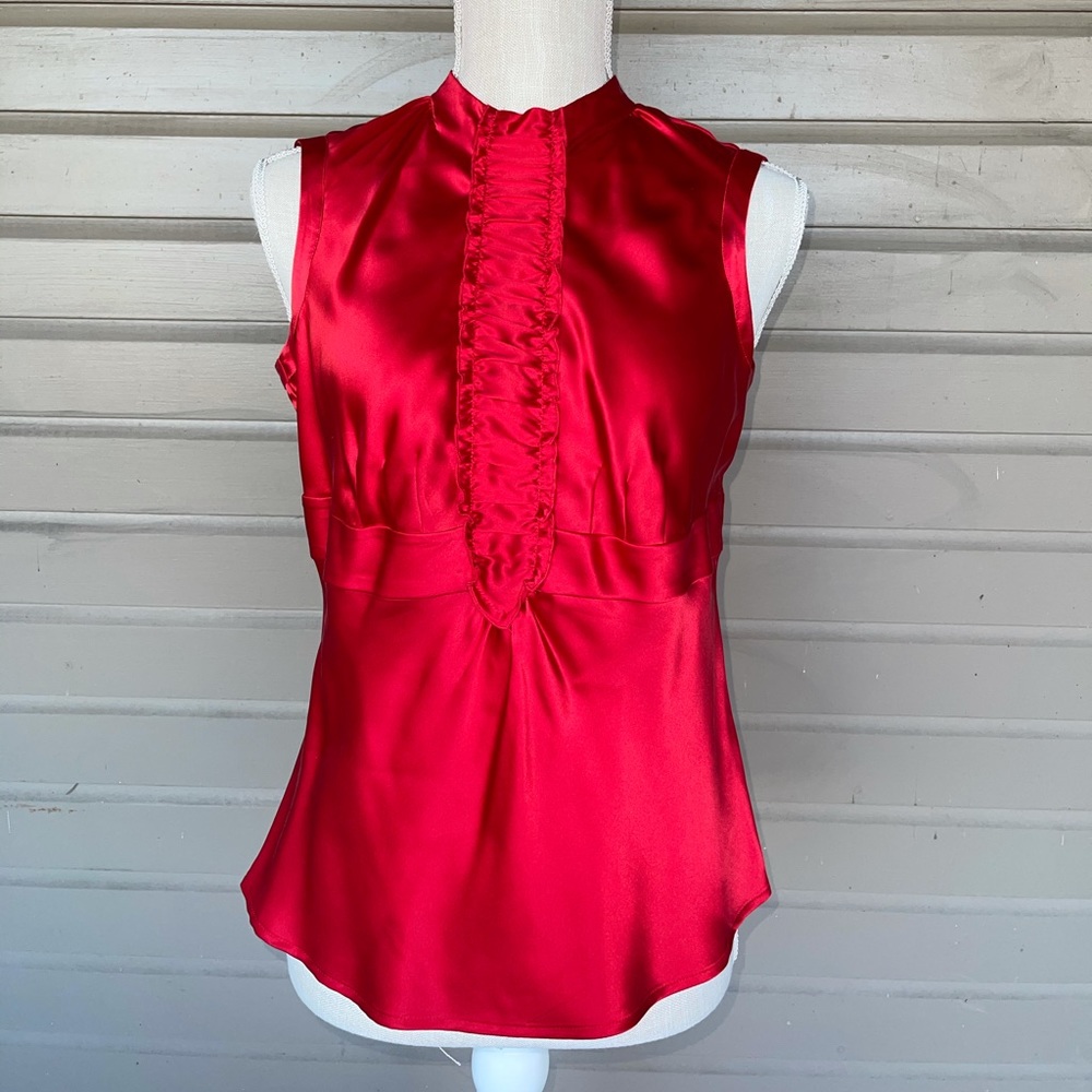 Gorgeous Red Silk Sleeveless Blouse
